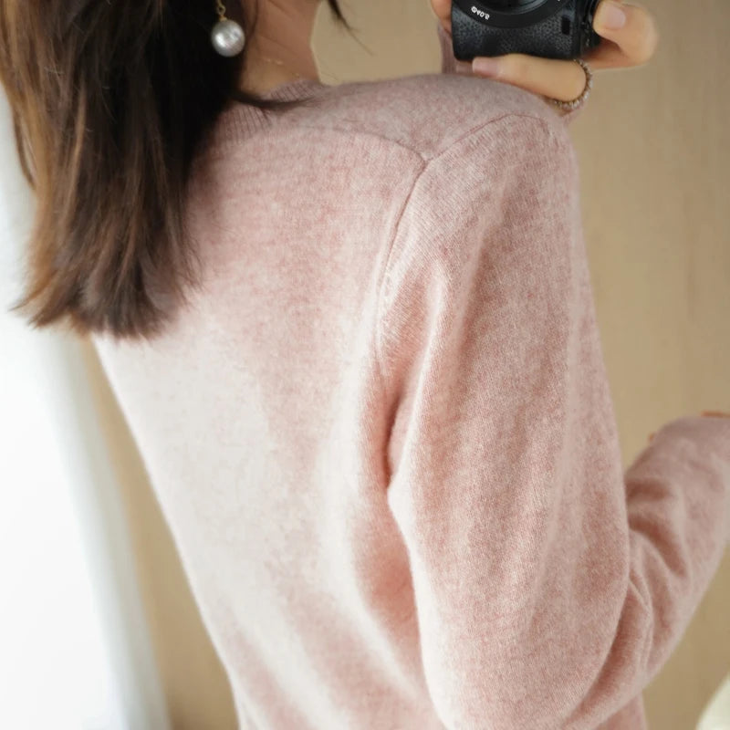 Autumn Winter Women's Sweater O-neck Cashmere Solid Pullovers Slim Bottoming Shirt Long Sleeve Casual Basic Pull Femme Sweater
