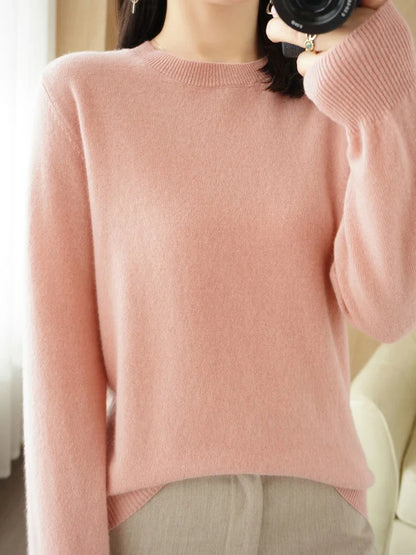 Women Sweater Pullovers Casual Solid O-neck Long Sleeve Pullovers Basics Female Loose Soft Knitted T shirt Autumn Women Sweaters