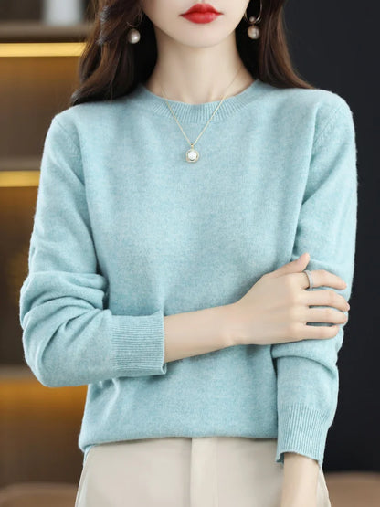 Women Cashmere Sweater 100% Merino Wool Pullover Autumn Winter O-Neck Jumper Basic Casual Knitwear Tops Solid Color Clothing