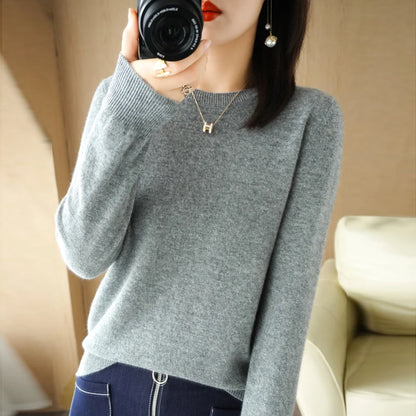 Autumn Winter Women's Sweater O-neck Cashmere Solid Pullovers Slim Bottoming Shirt Long Sleeve Casual Basic Pull Femme Sweater