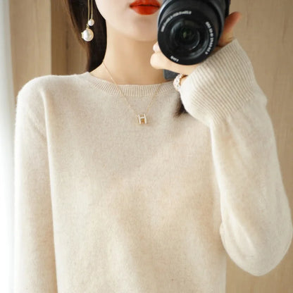Autumn And Winter New Women's Solid Color Round Neck Sweater Pullover Fashion Long-sleeved Knitted Bottoming Shirt Women's Top