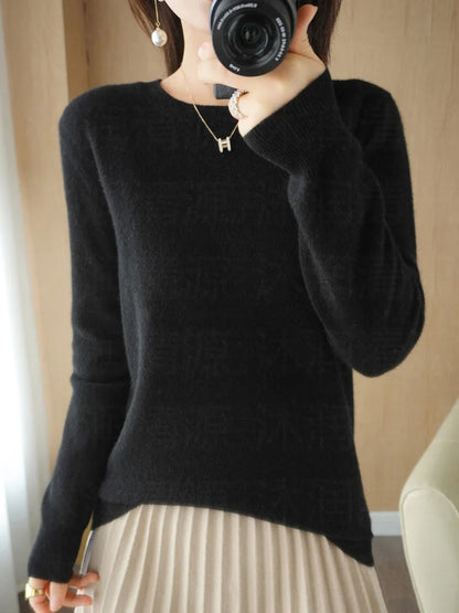 Women Sweater Pullovers Casual Solid O-neck Long Sleeve Pullovers Basics Female Loose Soft Knitted T shirt Autumn Women Sweaters