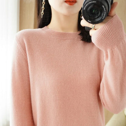 Autumn And Winter New Women's Solid Color Round Neck Sweater Pullover Fashion Long-sleeved Knitted Bottoming Shirt Women's Top