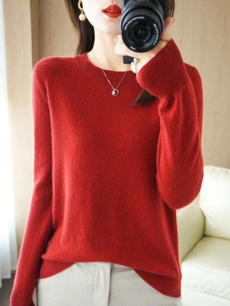 Women Sweater Pullovers Casual Solid O-neck Long Sleeve Pullovers Basics Female Loose Soft Knitted T shirt Autumn Women Sweaters