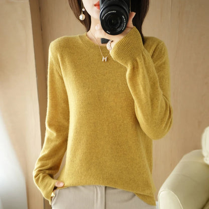 Autumn Winter Women's Sweater O-neck Cashmere Solid Pullovers Slim Bottoming Shirt Long Sleeve Casual Basic Pull Femme Sweater
