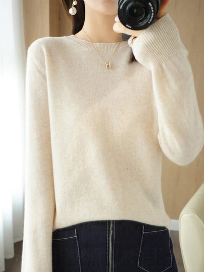 Women Sweater Pullovers Casual Solid O-neck Long Sleeve Pullovers Basics Female Loose Soft Knitted T shirt Autumn Women Sweaters