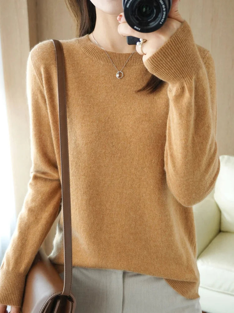 Women Sweater Pullovers Casual Solid O-neck Long Sleeve Pullovers Basics Female Loose Soft Knitted T shirt Autumn Women Sweaters