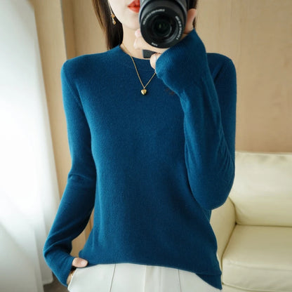 Autumn Winter Women's Sweater O-neck Cashmere Solid Pullovers Slim Bottoming Shirt Long Sleeve Casual Basic Pull Femme Sweater