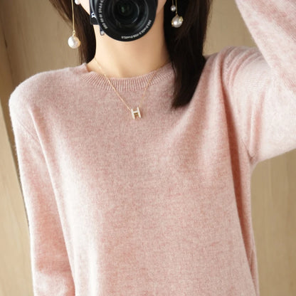 Autumn Winter Women's Sweater O-neck Cashmere Solid Pullovers Slim Bottoming Shirt Long Sleeve Casual Basic Pull Femme Sweater