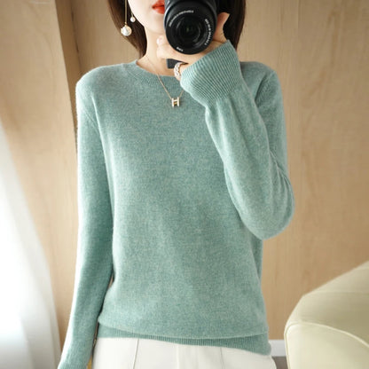Autumn Winter Women's Sweater O-neck Cashmere Solid Pullovers Slim Bottoming Shirt Long Sleeve Casual Basic Pull Femme Sweater