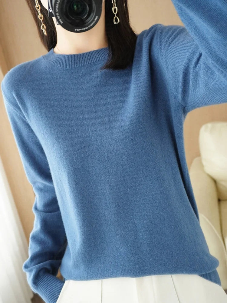 Women Sweater Pullovers Casual Solid O-neck Long Sleeve Pullovers Basics Female Loose Soft Knitted T shirt Autumn Women Sweaters