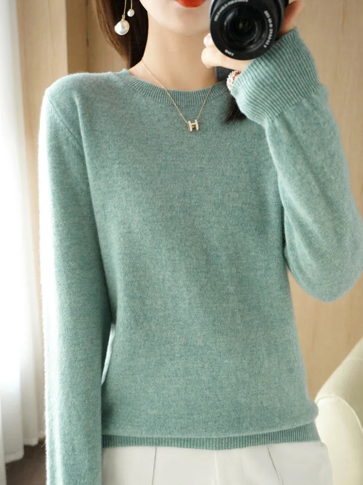 Women Sweater Pullovers Casual Solid O-neck Long Sleeve Pullovers Basics Female Loose Soft Knitted T shirt Autumn Women Sweaters