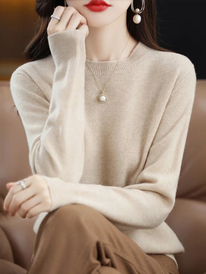 Women Cashmere Sweater 100% Merino Wool Pullover Autumn Winter O-Neck Jumper Basic Casual Knitwear Tops Solid Color Clothing